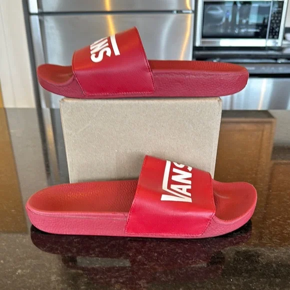 Vans | Shoes | Vans Bold Red Slide Sandals Mens Size 1  display picture 3